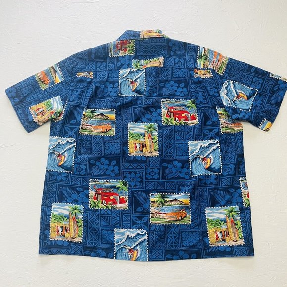 Hawaiian Vintage Collection SHIRT Mens Size XL Button up Cars And Beach Made USA - Picture 2 of 7